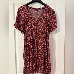 Old Navy Pink and Black Midi Dress